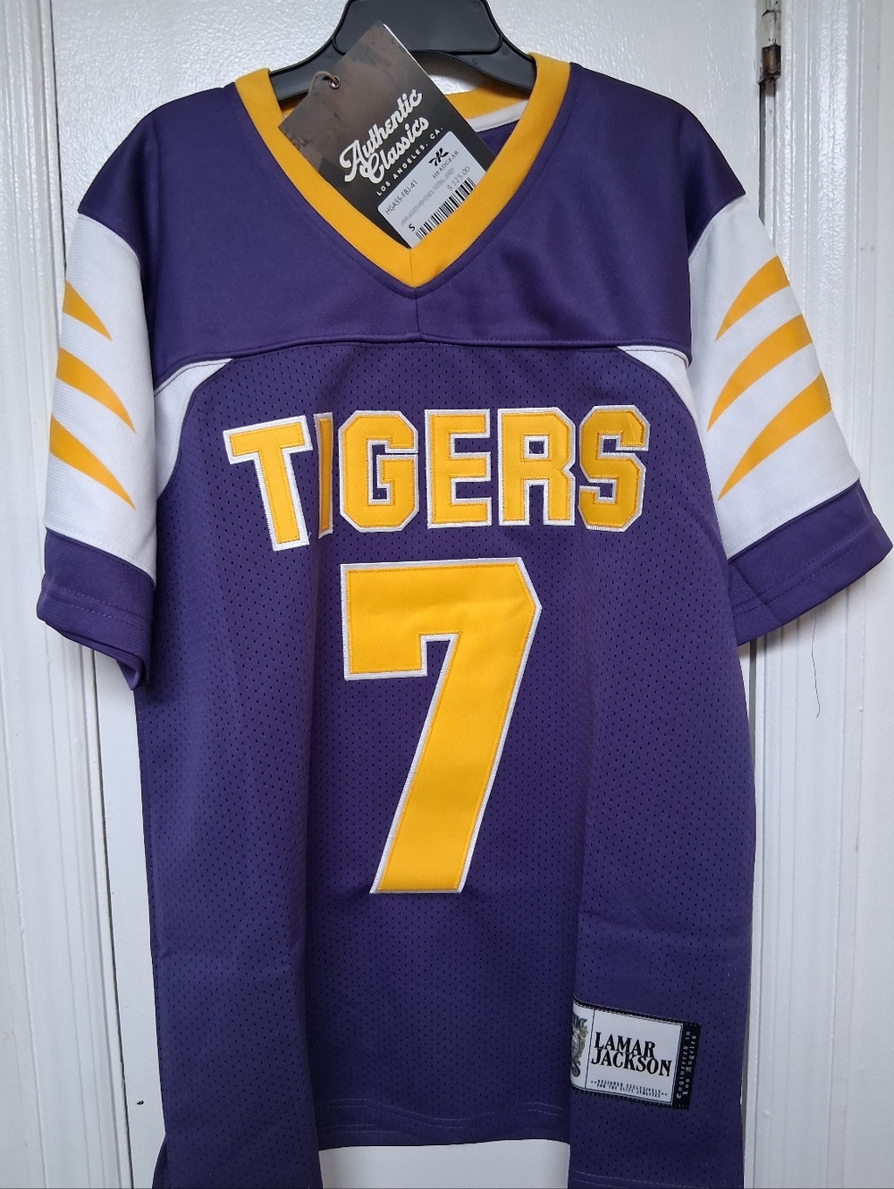 Mens Small Purple & Gold 'Tigers' Jersey - Lamar Jackson Style